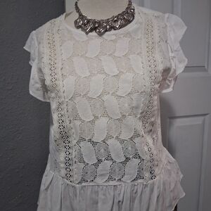 Shabby Chic White Lace Blouse
